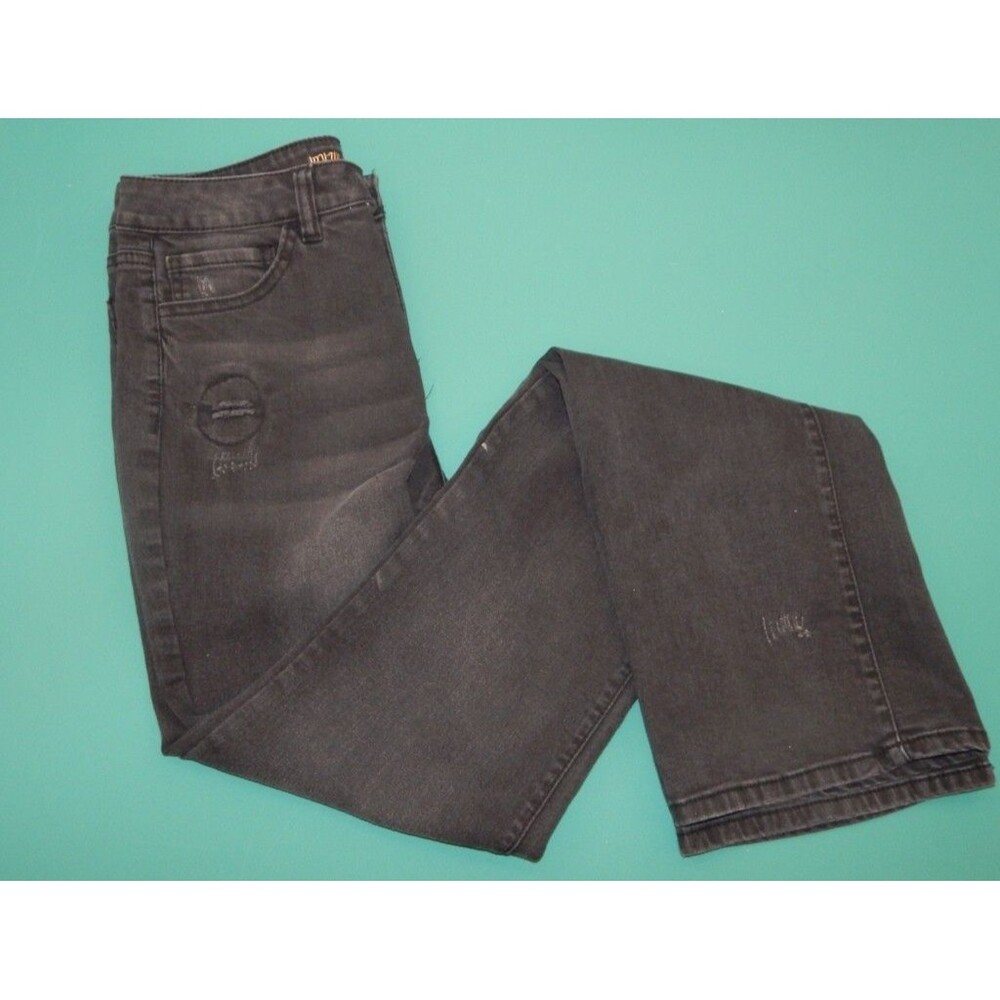 My Wonder Jeans Denim BLACK Distressed Woman's Size 4 Tall 28" X 33 1/2" Control
